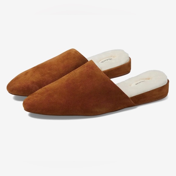 Madewell Shoes - Madewell The Casey Mule suede and real fur dyed sheep shearling insole in acorn.